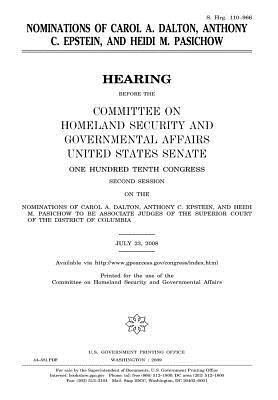 [57fac] ^Read# %Online# Nominations of Carol A. Dalton, Anthony C. Epstein, and Heidi M. Pasichow - U.S. Congress #ePub^