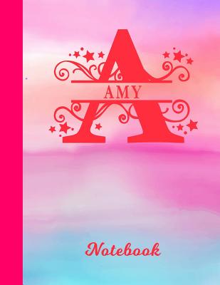b198d] *D.o.w.n.l.o.a.d^ Amy Notebook: Letter A Personalized First Name Personal Composition Book & Writing Notepad Journal - Glossy Pink & Blue Watercolor Effect Cover - College Ruled Lined Paper for Journalists & Writers - Note Taking - Write about your Life & Interests -  *e.P.u.b@
